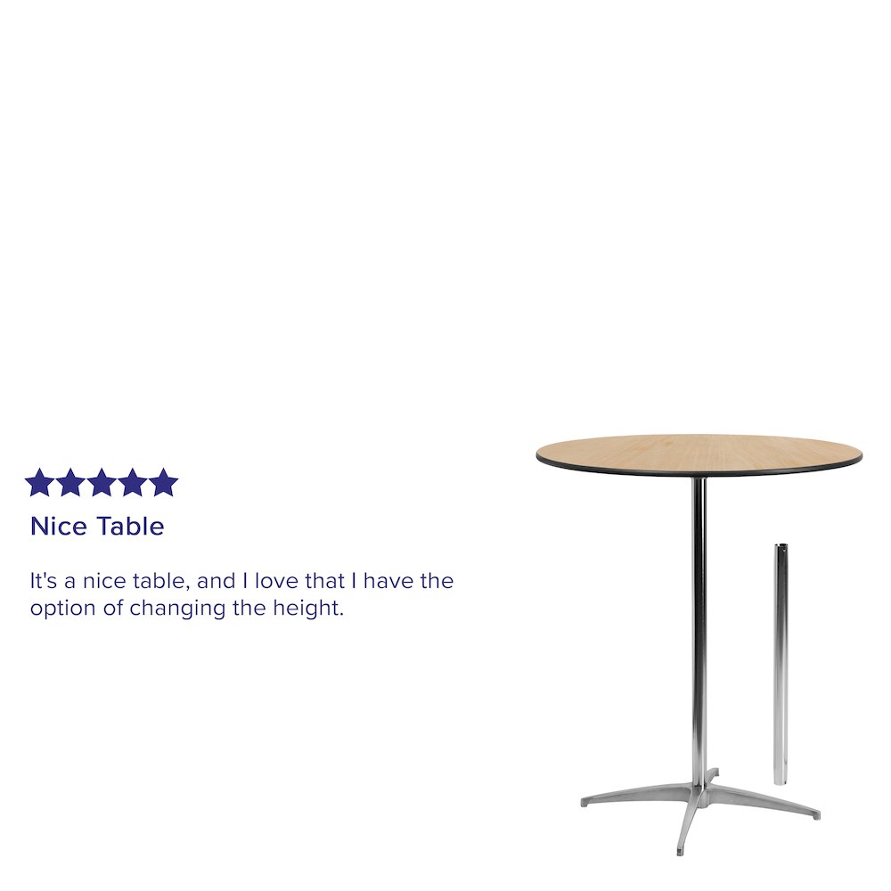 36'' Round Wood Cocktail Table with 30'' and 42'' Columns. Picture 4