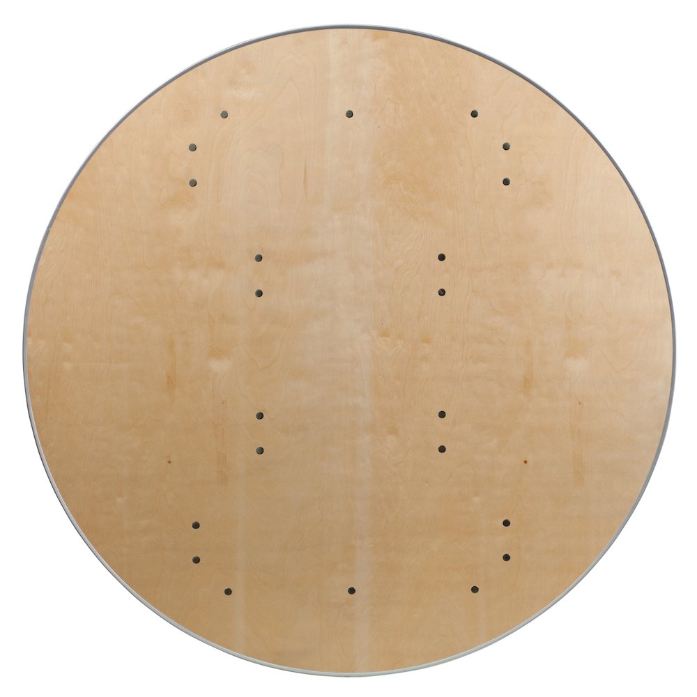 4-Foot Round HEAVY DUTY Birchwood Folding Banquet Table with METAL Edges. Picture 3