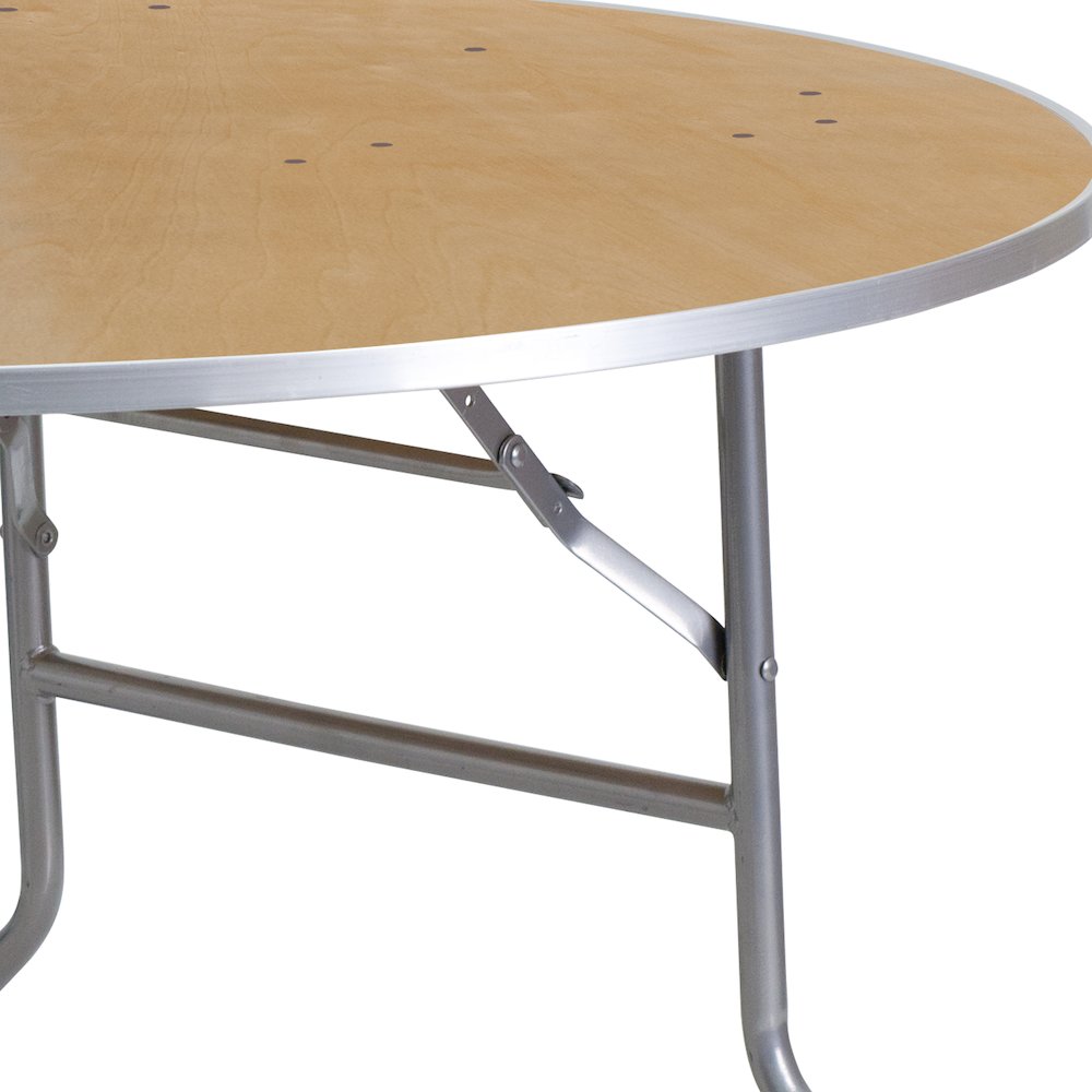4-Foot Round HEAVY DUTY Birchwood Folding Banquet Table with METAL Edges. Picture 7
