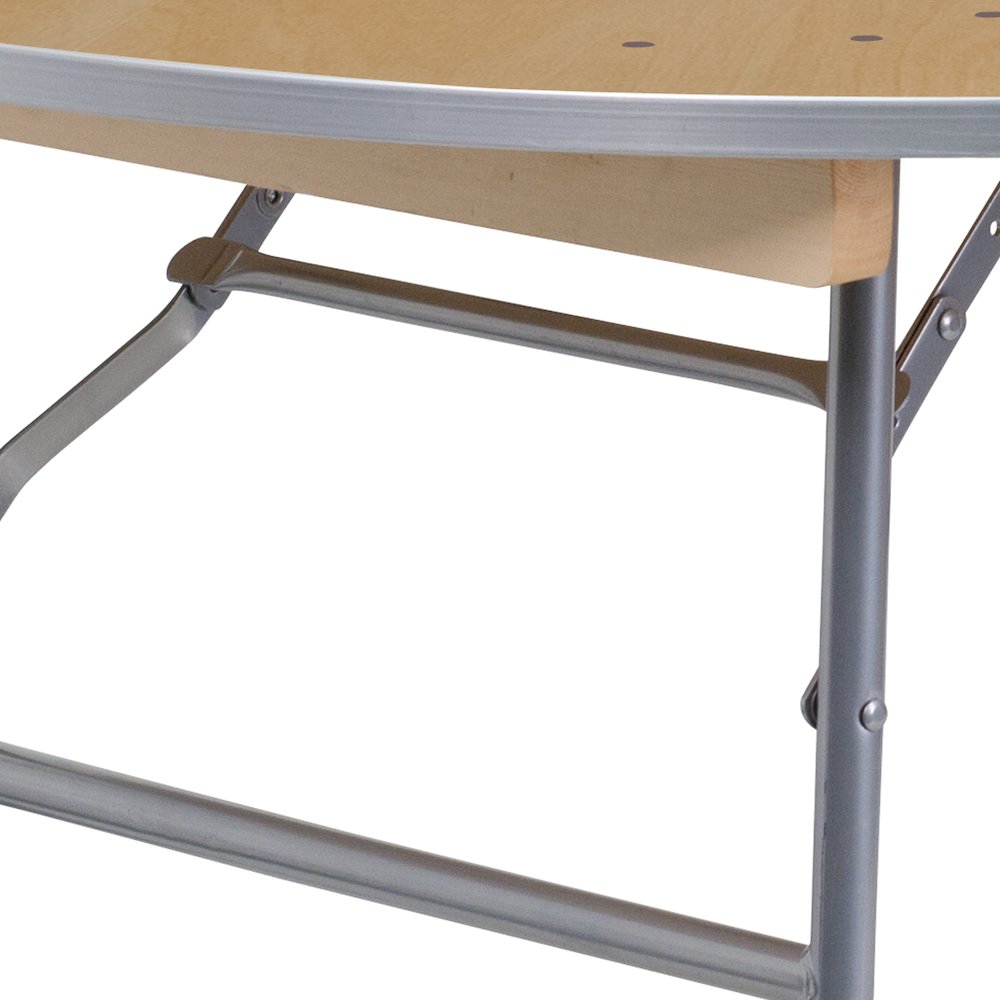 4-Foot Round HEAVY DUTY Birchwood Folding Banquet Table with METAL Edges. Picture 10