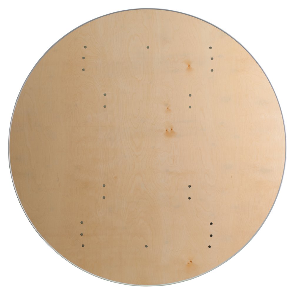5-Foot Round HEAVY DUTY Birchwood Folding Banquet Table with METAL Edges. Picture 8