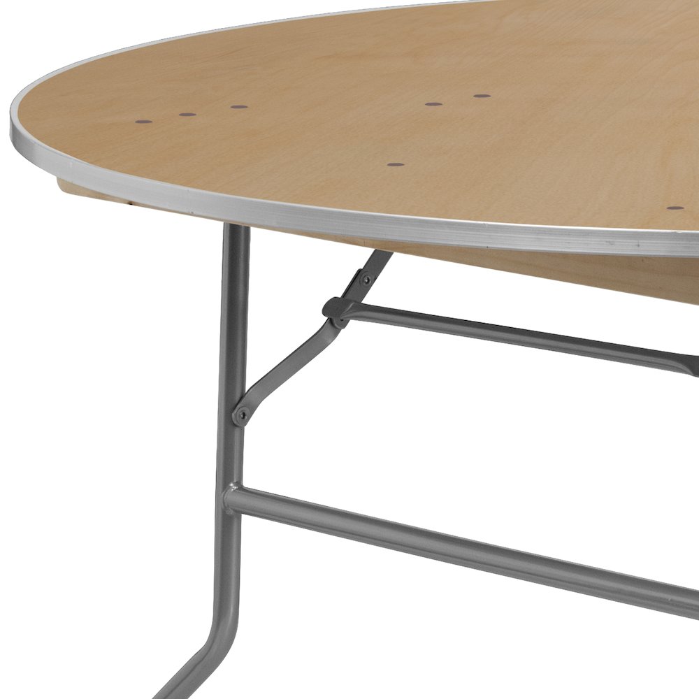 5-Foot Round HEAVY DUTY Birchwood Folding Banquet Table with METAL Edges. Picture 10