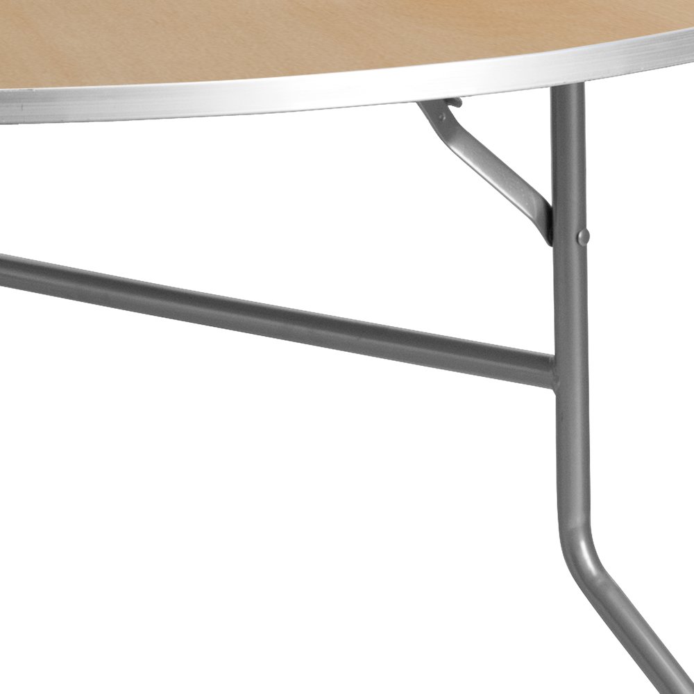 5-Foot Round HEAVY DUTY Birchwood Folding Banquet Table with METAL Edges. Picture 7