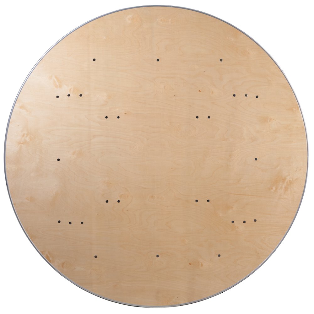 5.5-Foot Round HEAVY DUTY Birchwood Folding Banquet Table with METAL Edges. Picture 6
