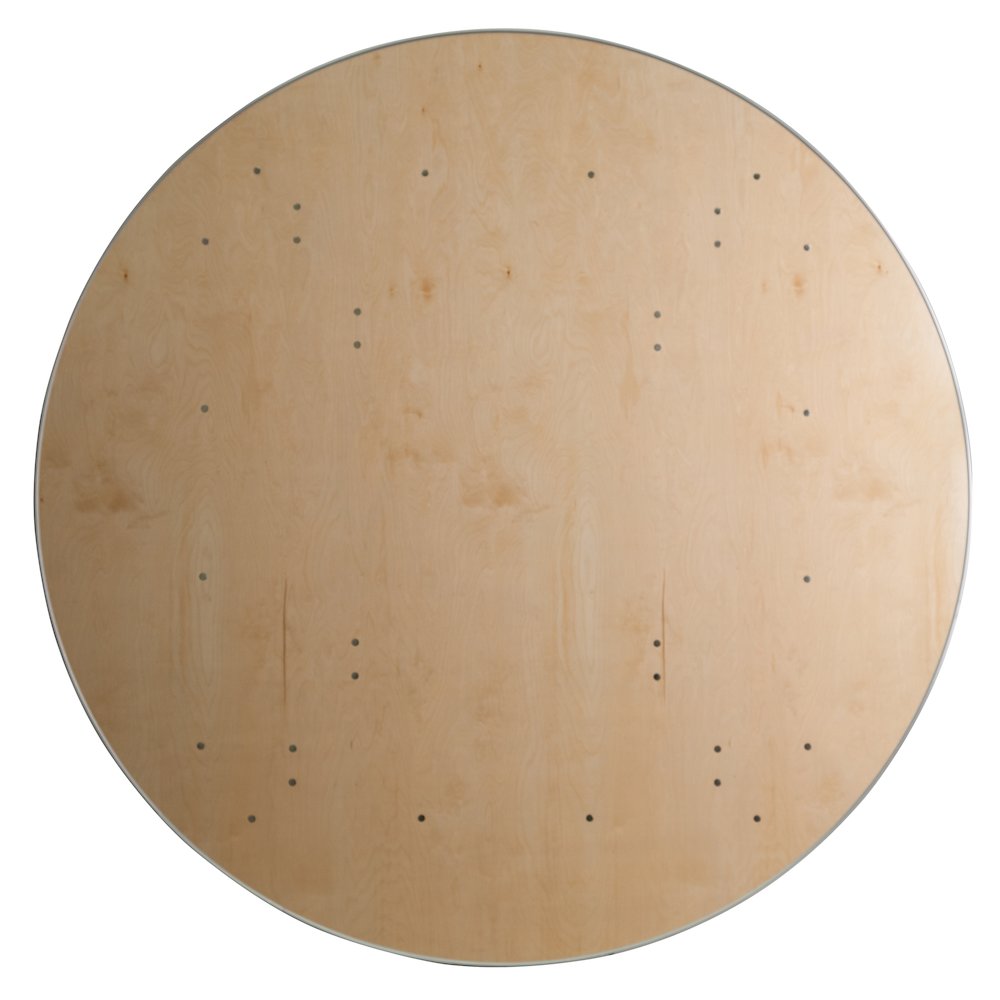 6-Foot Round HEAVY DUTY Birchwood Folding Banquet Table with METAL Edges. Picture 8