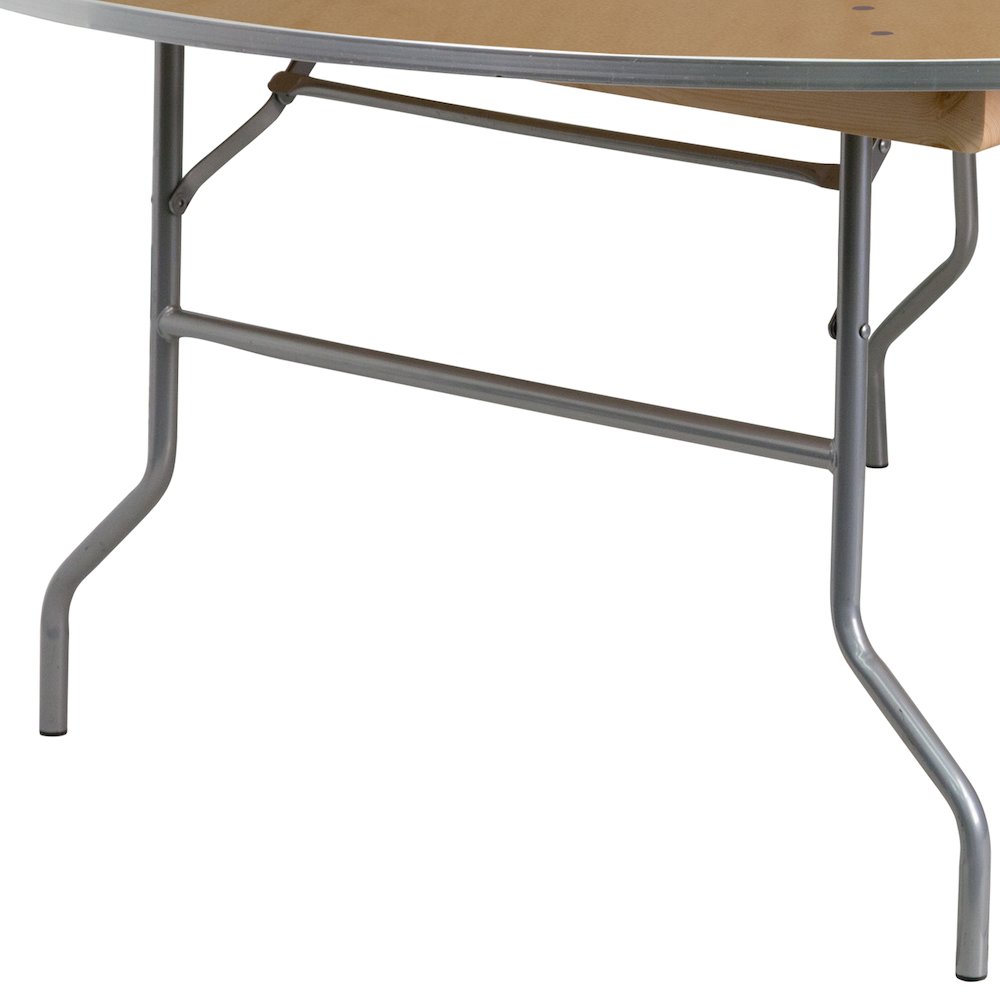 6-Foot Round HEAVY DUTY Birchwood Folding Banquet Table with METAL Edges. Picture 7