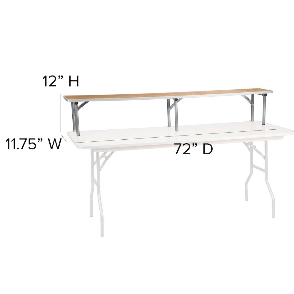 72'' x 12'' x 12'' Birchwood Bar Top Riser with Silver Legs. Picture 5