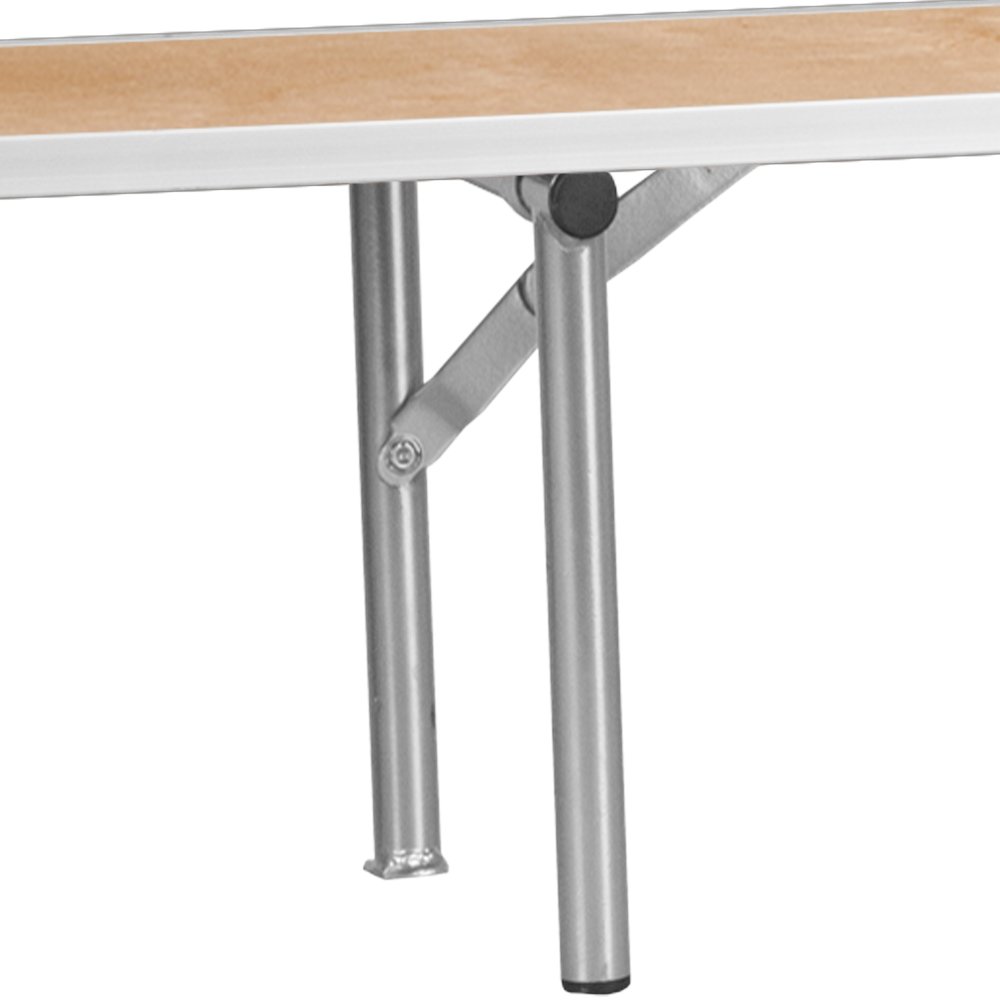 72'' x 12'' x 12'' Birchwood Bar Top Riser with Silver Legs. Picture 6