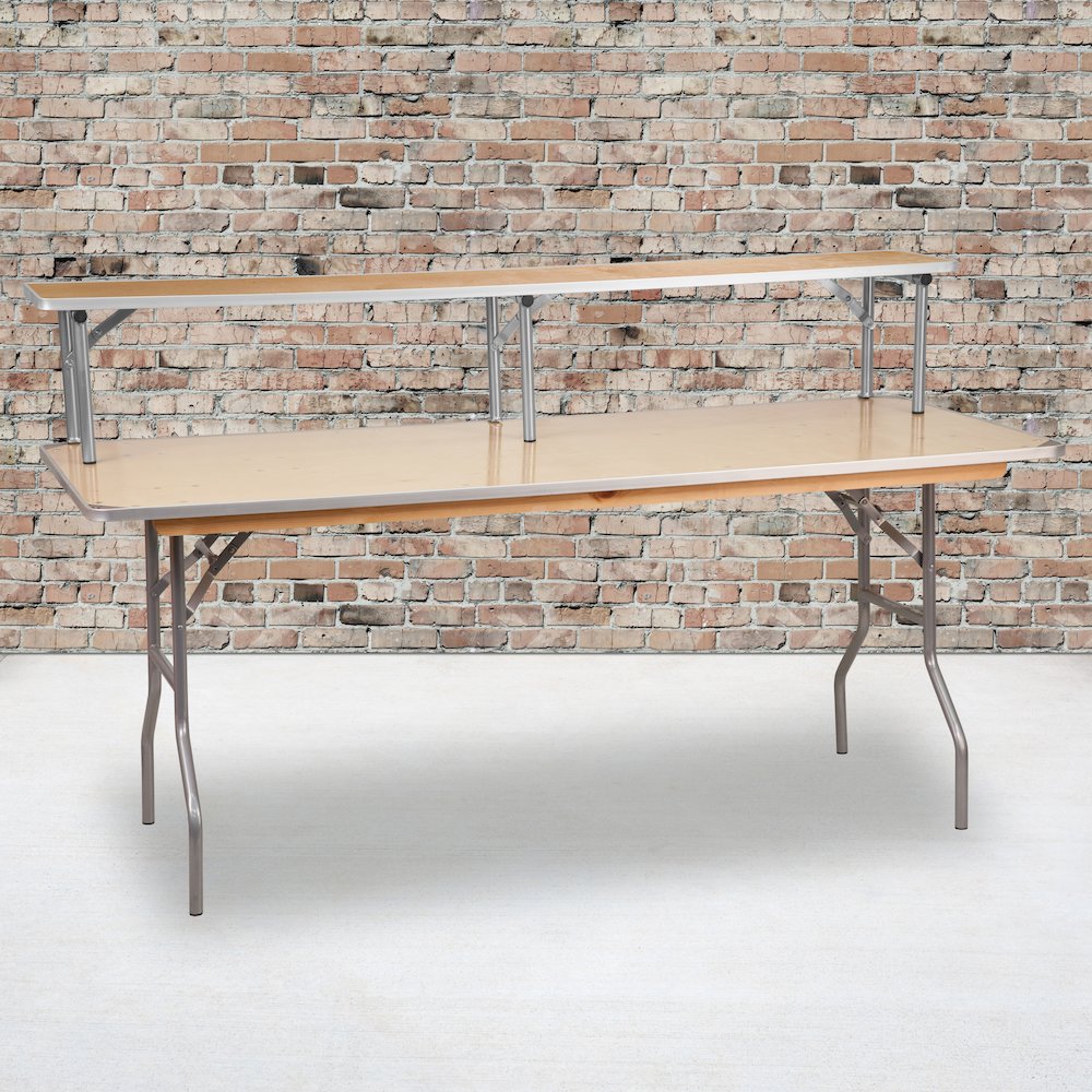 72'' x 12'' x 12'' Birchwood Bar Top Riser with Silver Legs. Picture 2
