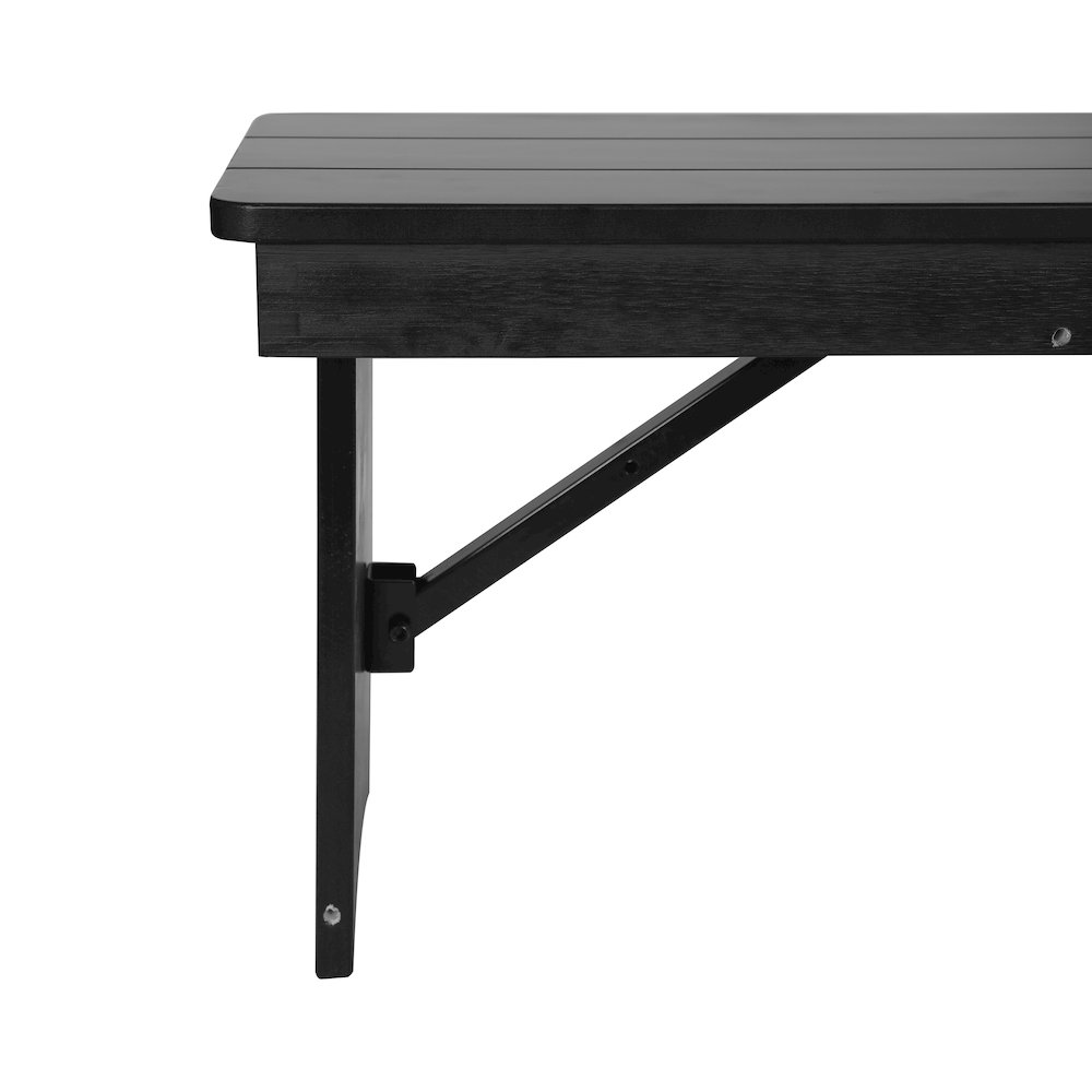 40" x 12" Black Wash Antique Solid Pine Farmhouse Folding Bench. Picture 13