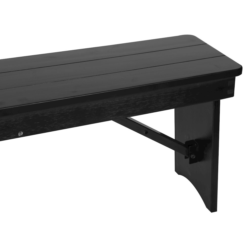 40" x 12" Black Wash Antique Solid Pine Farmhouse Folding Bench. Picture 17