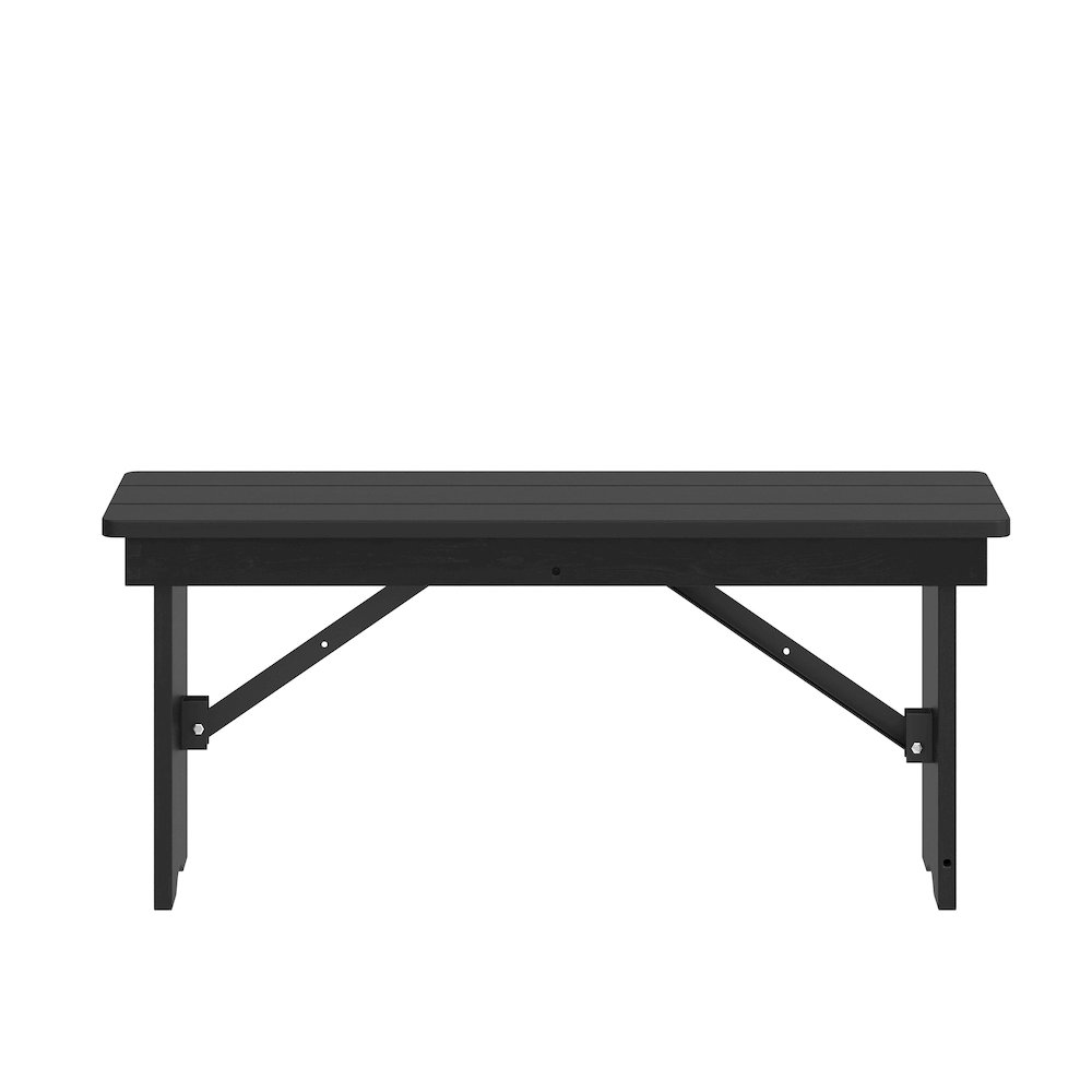 40" x 12" Black Wash Antique Solid Pine Farmhouse Folding Bench. Picture 15