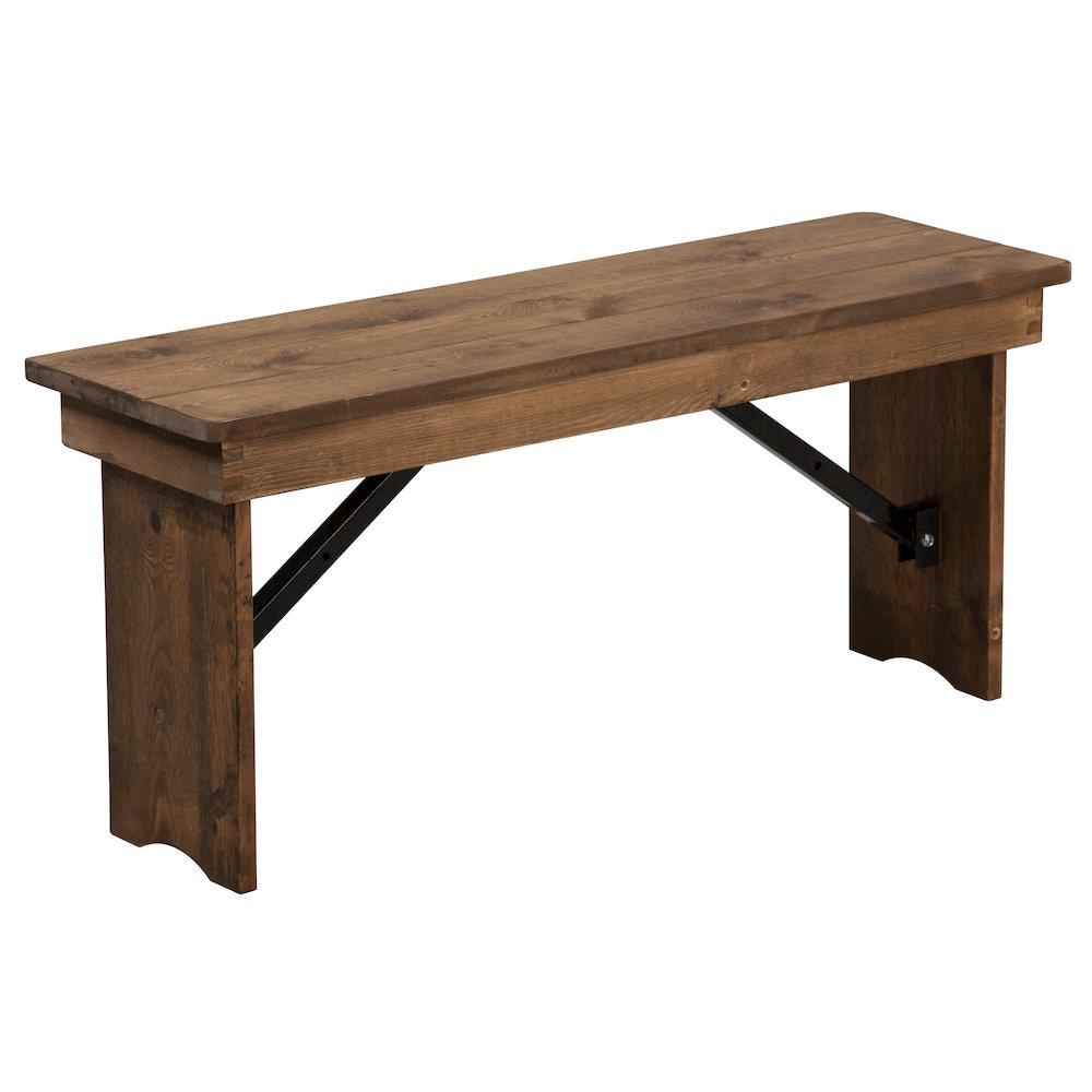 40'' x 12'' Antique Rustic Solid Pine Folding Farm Bench. Picture 1