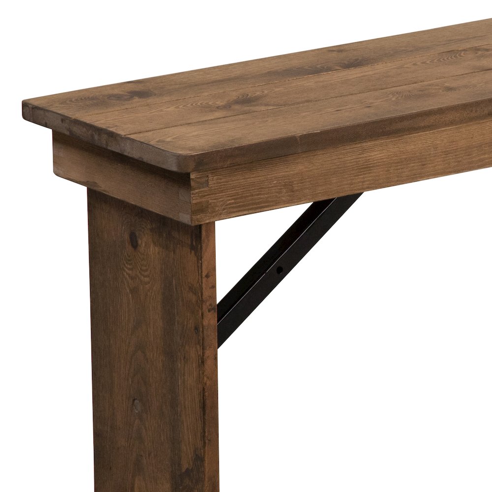 40'' x 12'' Antique Rustic Solid Pine Folding Farm Bench. Picture 12