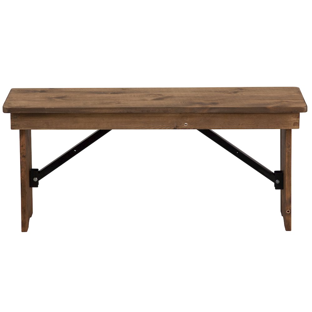 40'' x 12'' Antique Rustic Solid Pine Folding Farm Bench. Picture 11