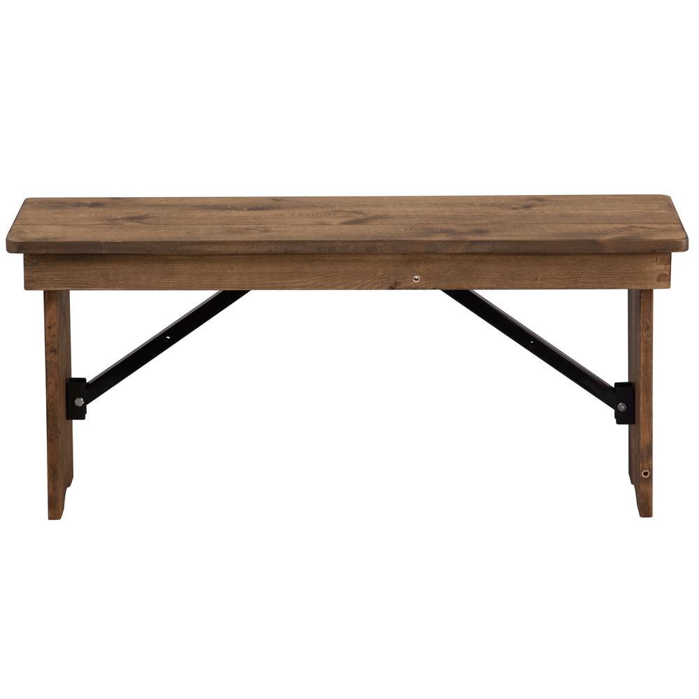 40" x 12" Antique Rustic Solid Pine Folding Farm Bench. Picture 2