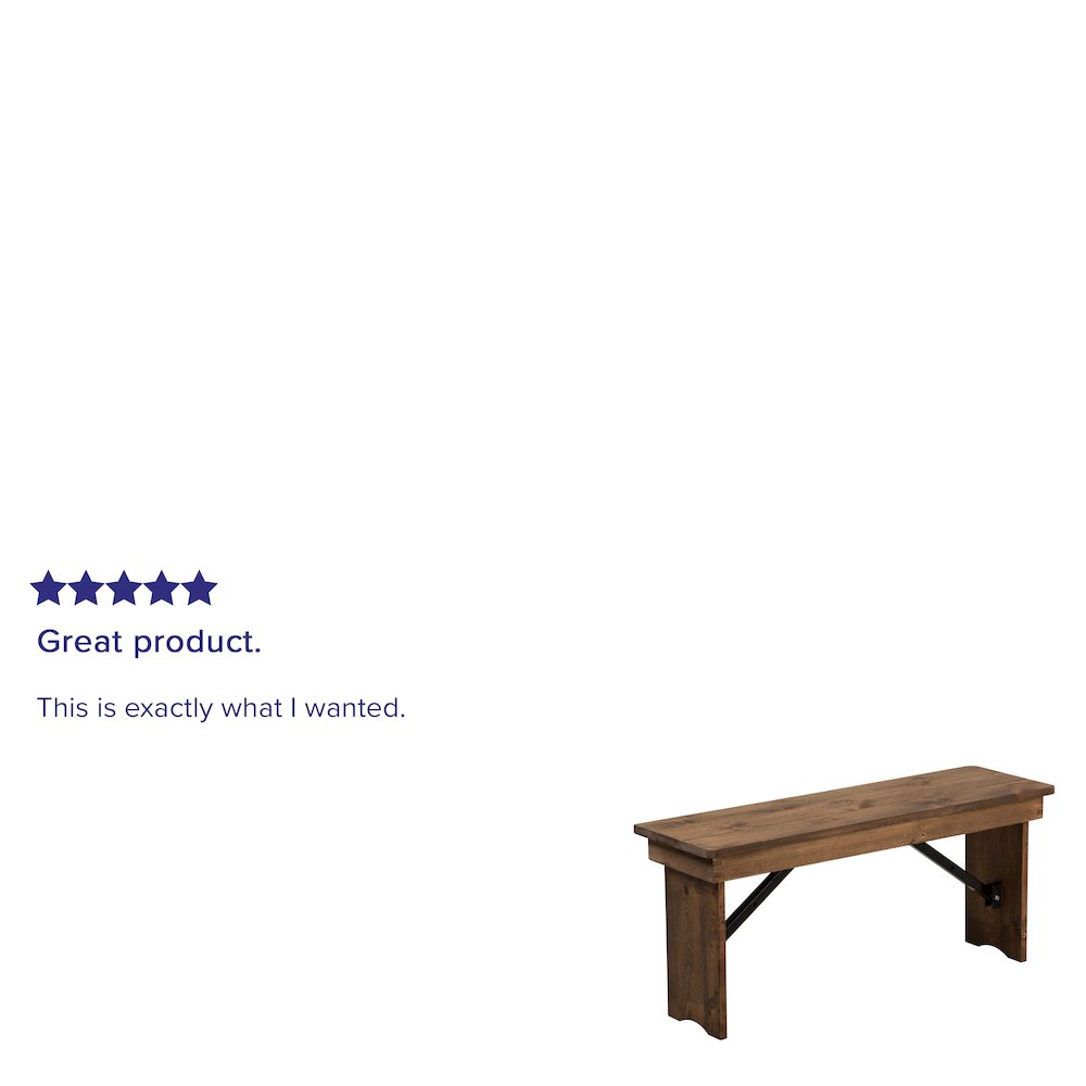 40'' x 12'' Antique Rustic Solid Pine Folding Farm Bench. Picture 4