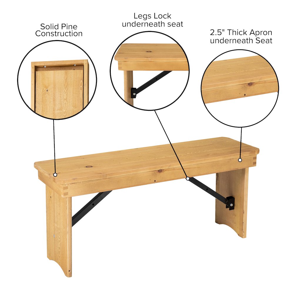 Rustic Style Farmhouse Bench. Picture 5