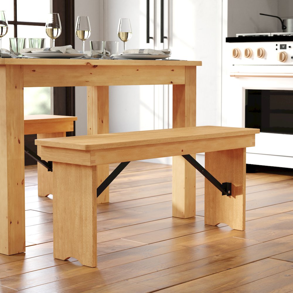Rustic Style Farmhouse Bench. Picture 2