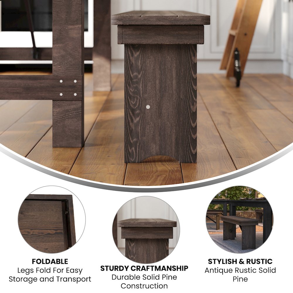 Rustic Style Farmhouse Bench. Picture 4