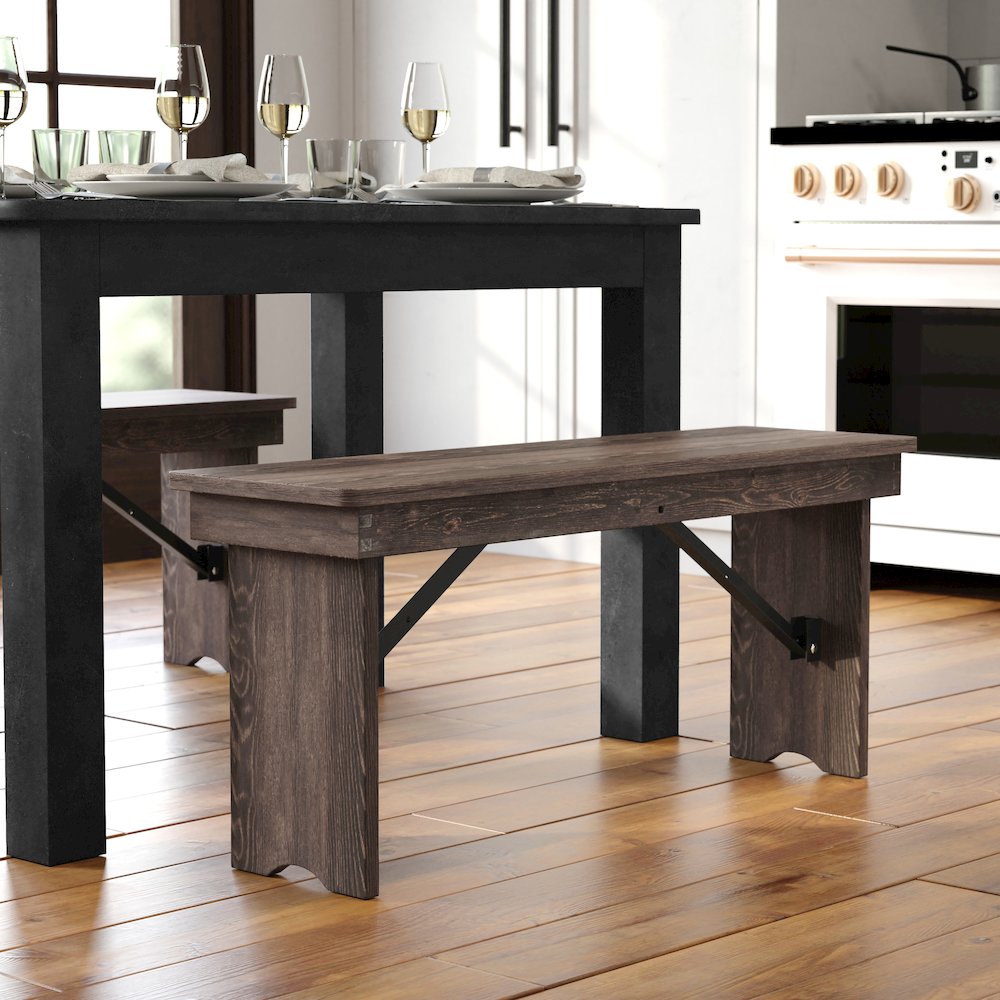 Rustic Style Farmhouse Bench. Picture 2