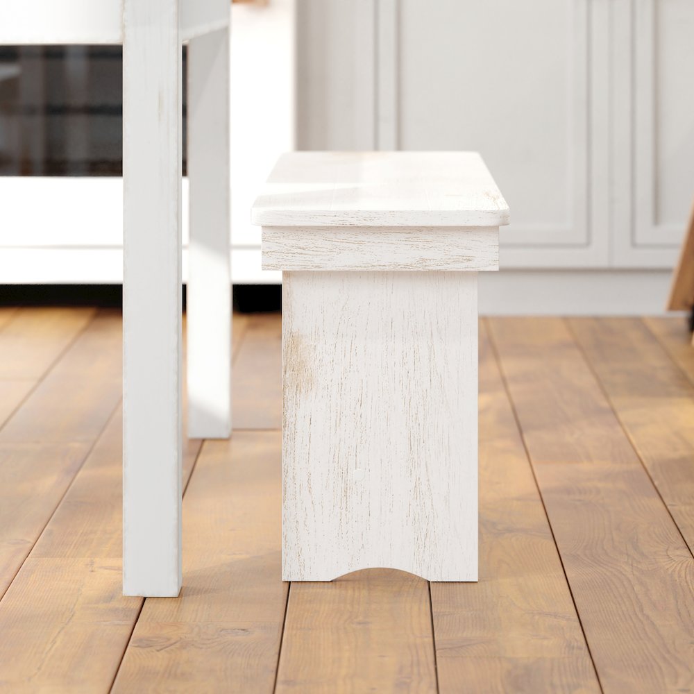 40" x 12" Antique Rustic White Solid Pine Folding Farm Bench. Picture 9