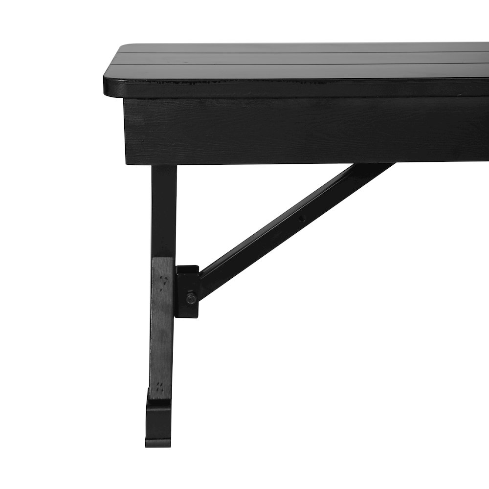 40" x 12" Black Wash Antique Solid Pine Farmhouse Folding Bench. Picture 13