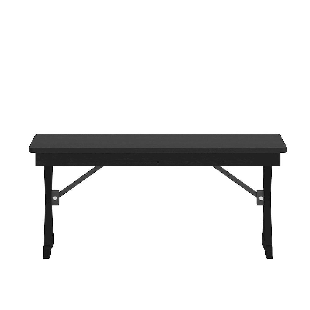 40" x 12" Black Wash Antique Solid Pine Farmhouse Folding Bench. Picture 15