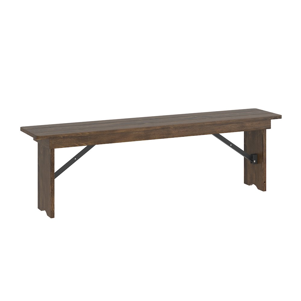 60" x 12" Antique Rustic Antique Solid Pine Farmhouse Folding Bench. Picture 1