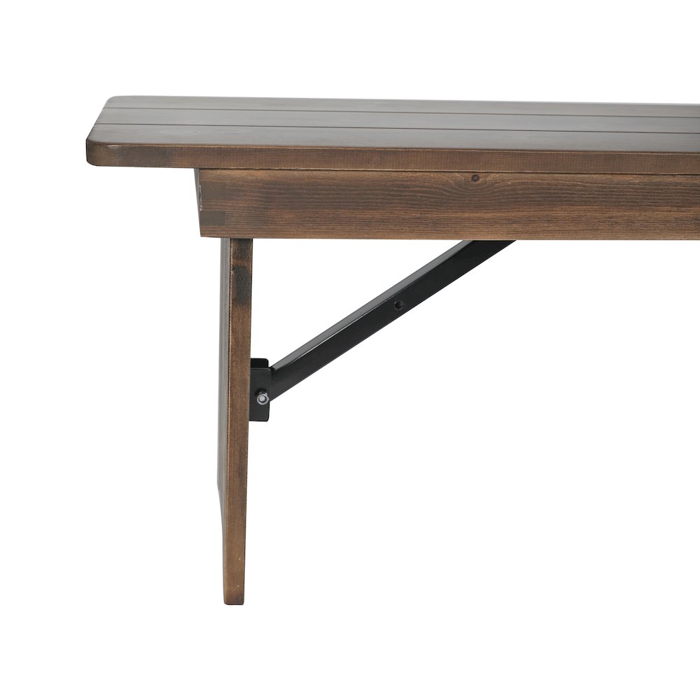 60" x 12" Antique Rustic Antique Solid Pine Farmhouse Folding Bench. Picture 13