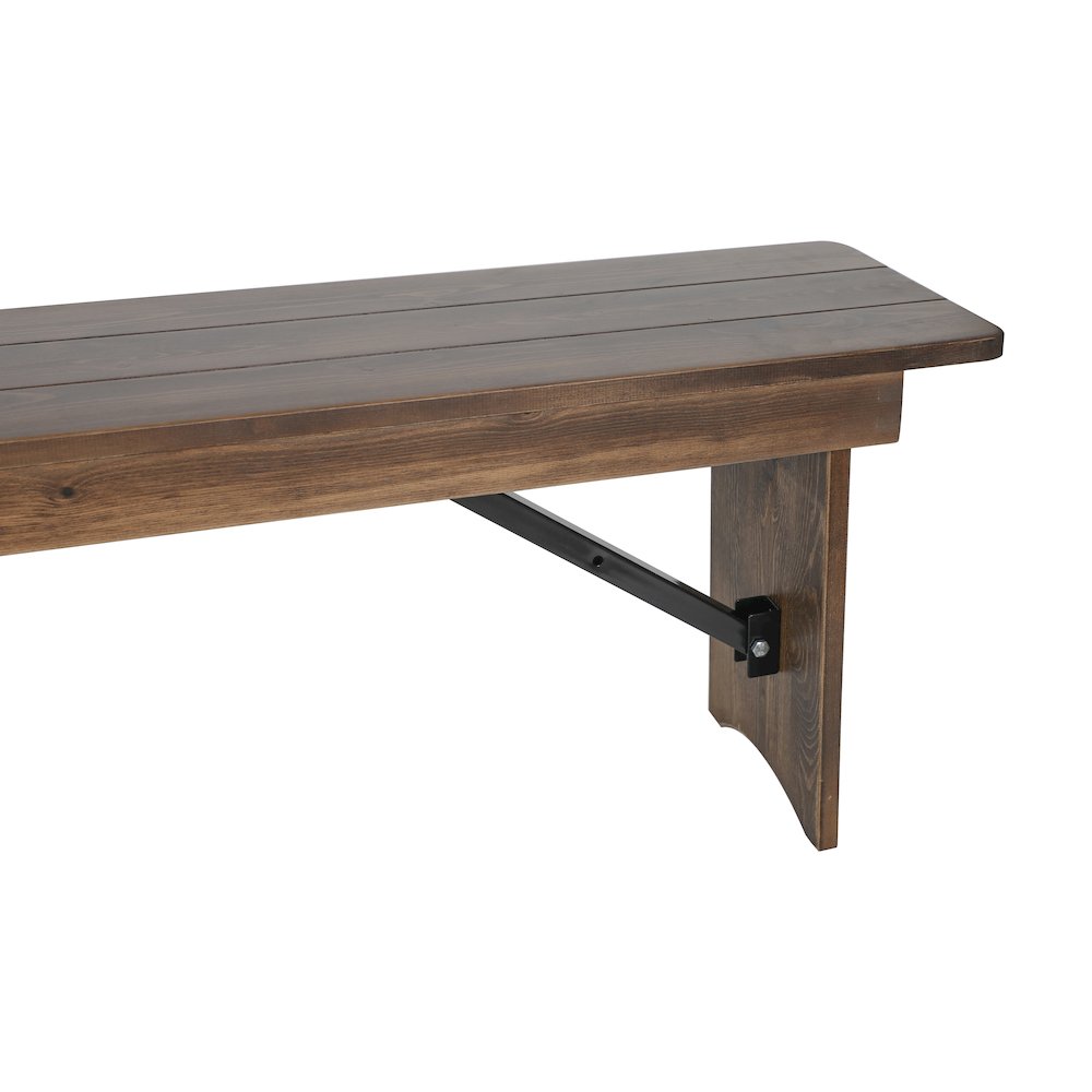 60" x 12" Antique Rustic Antique Solid Pine Farmhouse Folding Bench. Picture 17