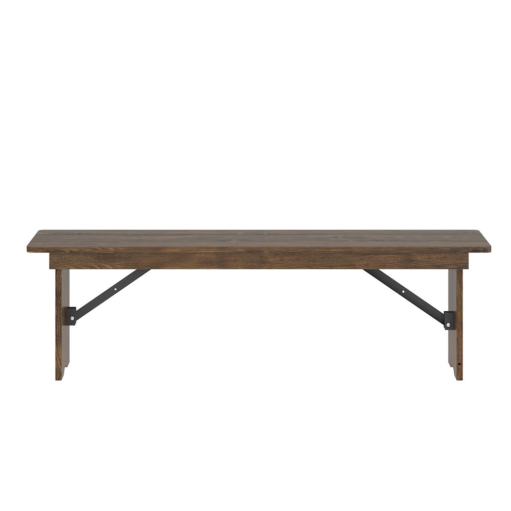 60" x 12" Antique Rustic Antique Solid Pine Farmhouse Folding Bench. Picture 15