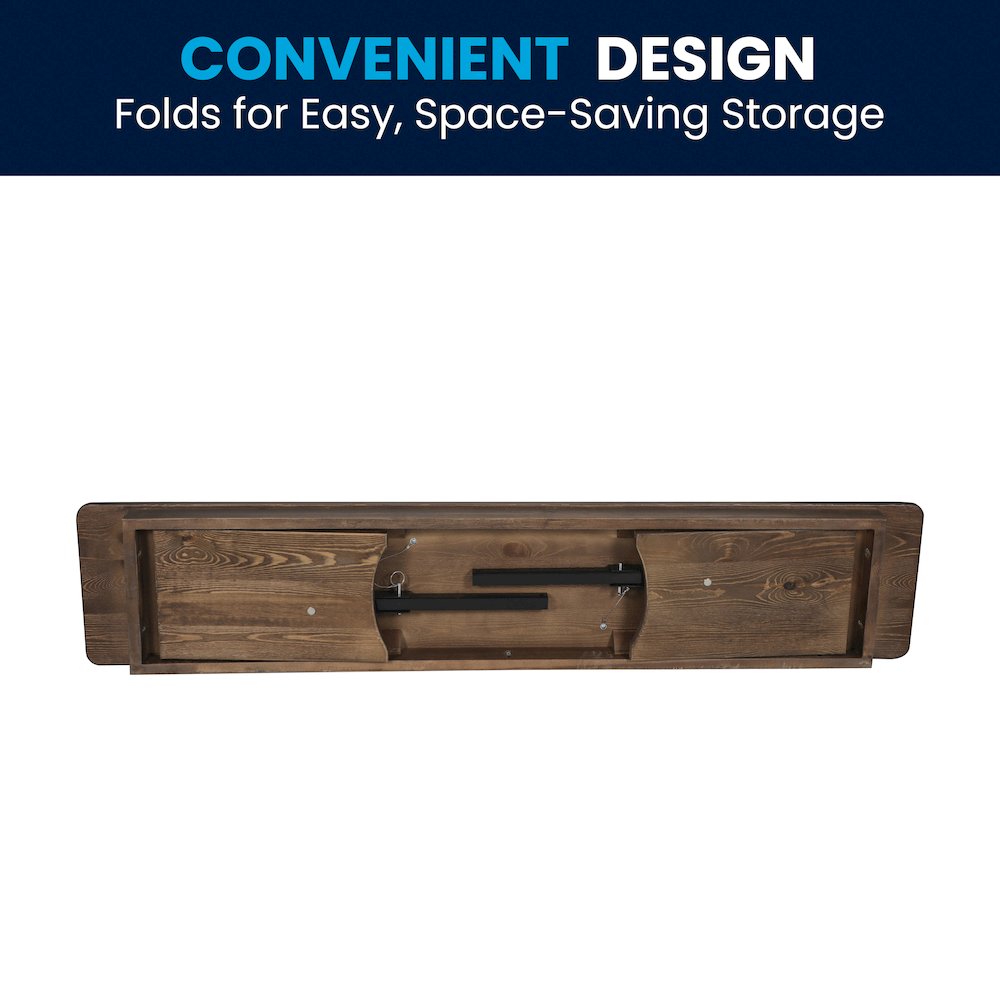 60" x 12" Antique Rustic Antique Solid Pine Farmhouse Folding Bench. Picture 11