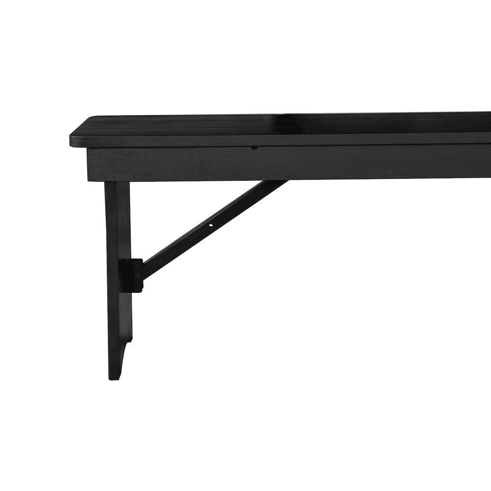 8' x 12'' Black Wash Antique Solid Pine Farmhouse Folding Bench. Picture 13