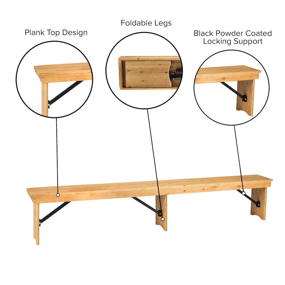 Farmhouse Style Folding Bench. Picture 5