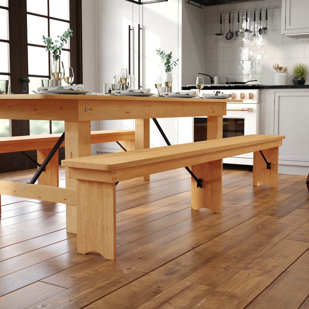 Farmhouse Style Folding Bench. Picture 2