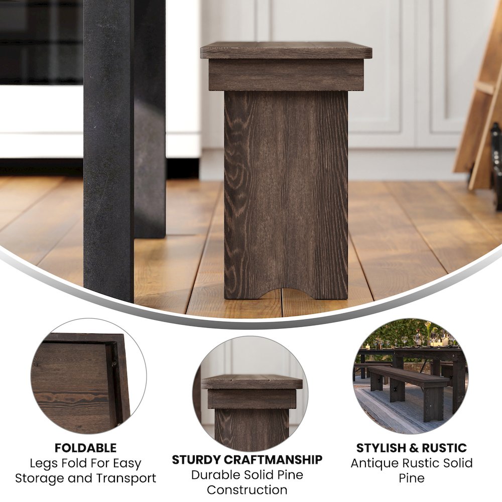 Farmhouse Style Folding Bench. Picture 4