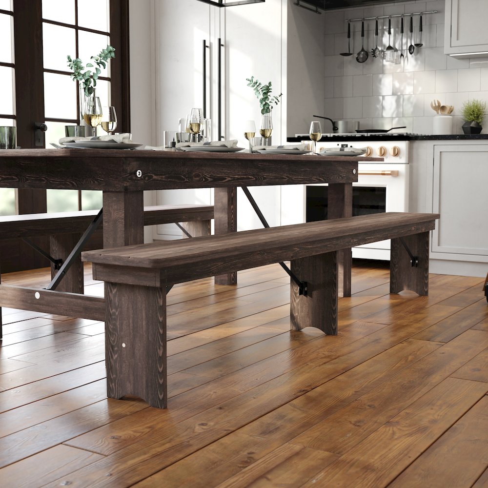 Farmhouse Style Folding Bench. Picture 2
