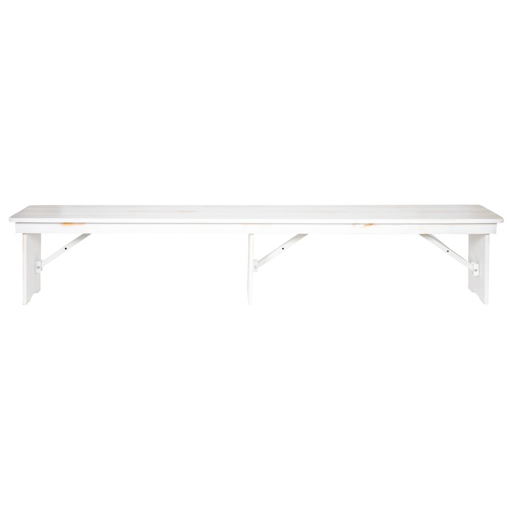 8' x 12" Antique Rustic Solid White Pine Folding Farm Bench with 3 Legs. Picture 12