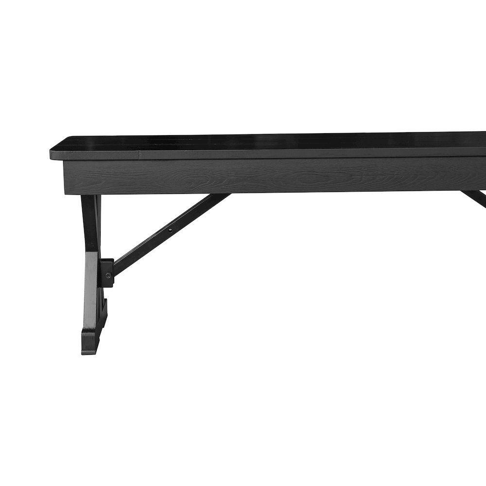 8' x 12'' Black Wash Antique Solid Pine Farmhouse Folding Bench. Picture 13