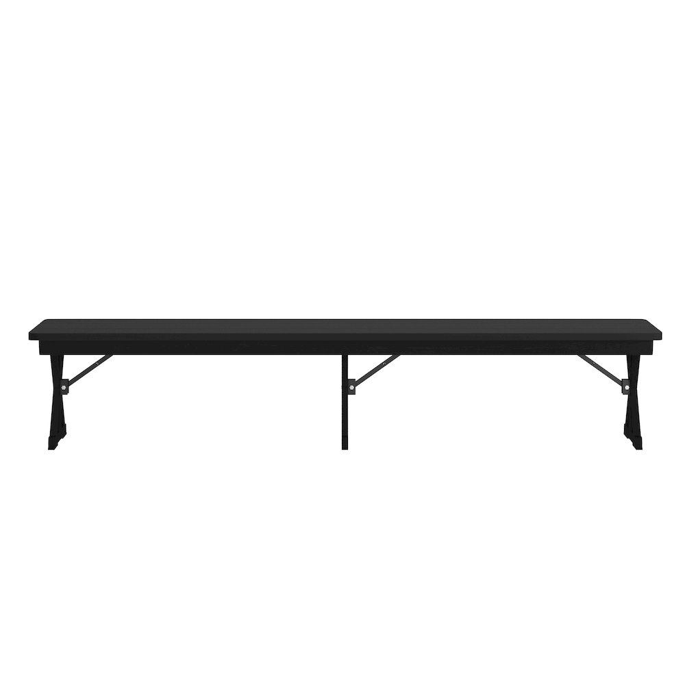 8' x 12'' Black Wash Antique Solid Pine Farmhouse Folding Bench. Picture 15