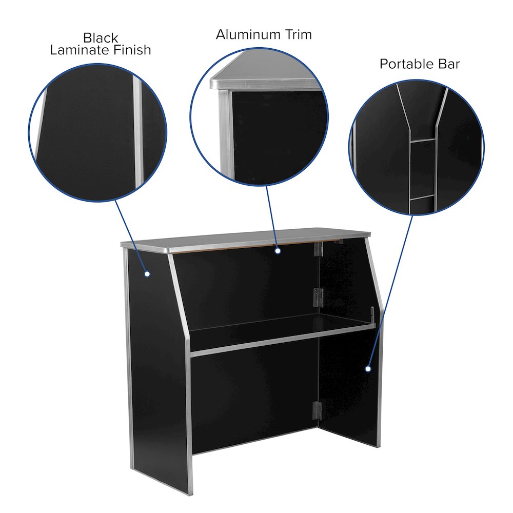4' Black Laminate Foldable Bar - Portable Event Bar. Picture 5