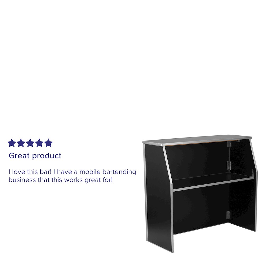 4' Black Laminate Foldable Bar - Portable Event Bar. Picture 4