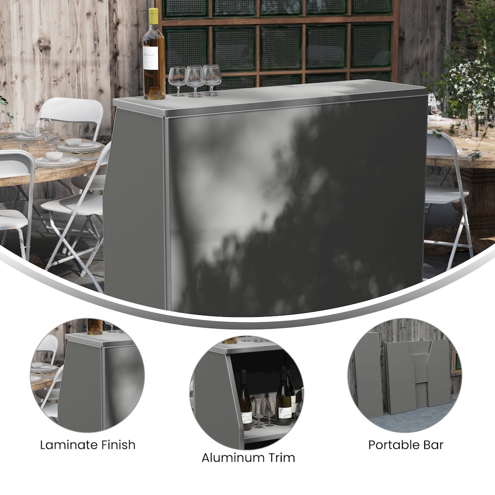 Amara 4' Slate Gray Laminate Foldable Bar - Portable Event Bar. Picture 4