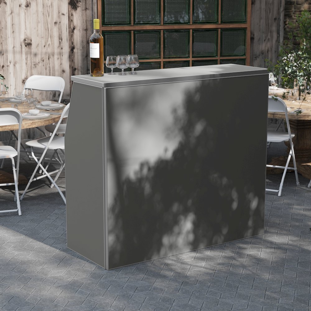 Amara 4' Slate Gray Laminate Foldable Bar - Portable Event Bar. Picture 3