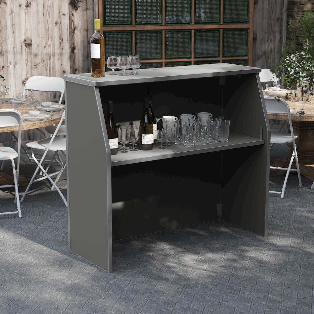 Amara 4' Slate Gray Laminate Foldable Bar - Portable Event Bar. Picture 6