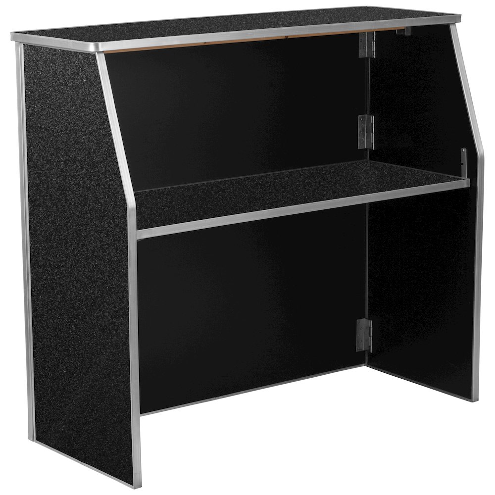 4' Black Marble Laminate Foldable Bar - Portable Event Bar. Picture 1
