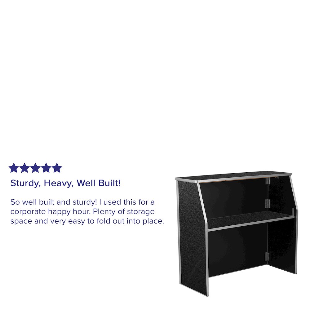 4' Black Marble Laminate Foldable Bar - Portable Event Bar. Picture 4