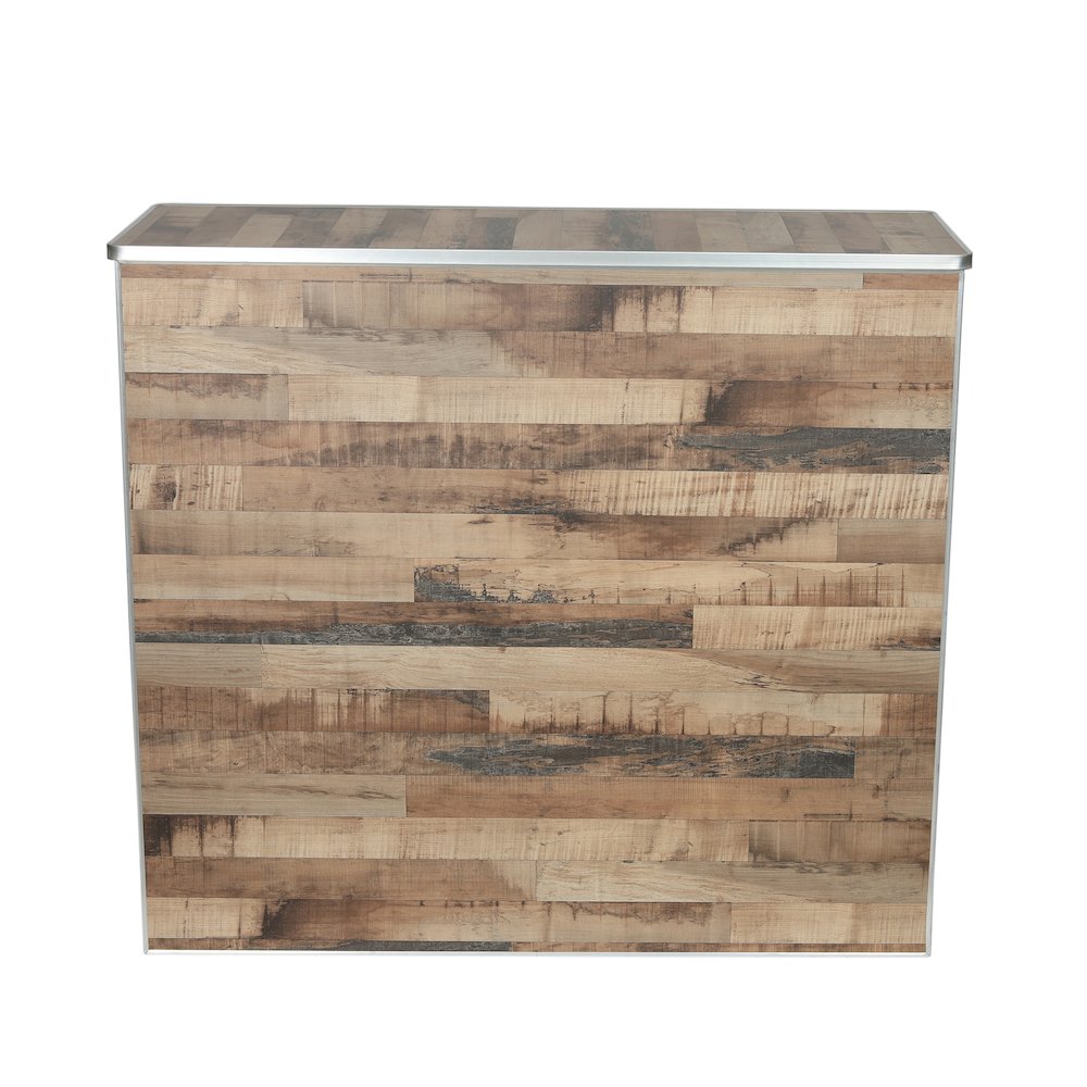 Amara 4' Rustic Natural Wood Plank Laminate Foldable Bar - Portable Event Bar. Picture 11