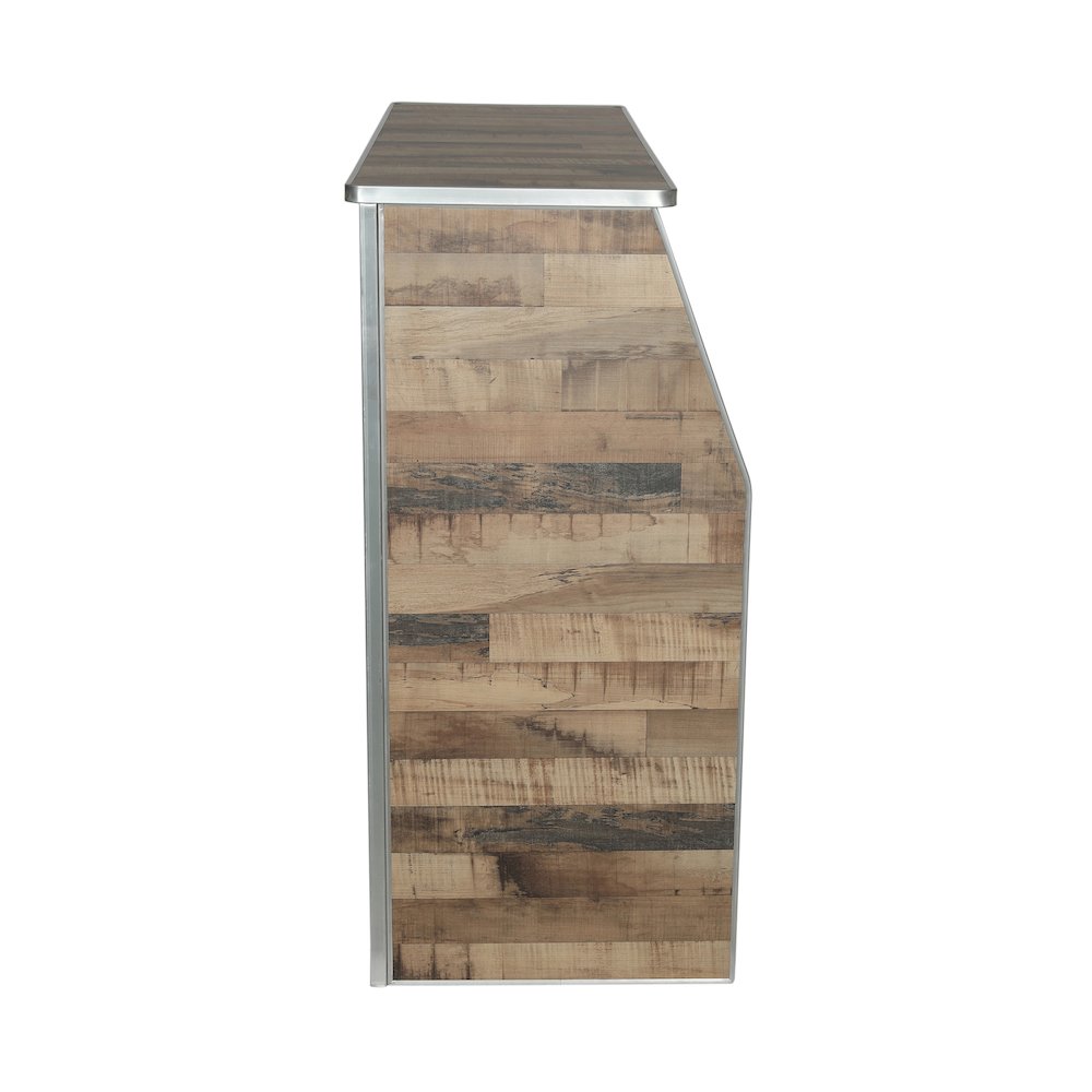 Amara 4' Rustic Natural Wood Plank Laminate Foldable Bar - Portable Event Bar. Picture 10